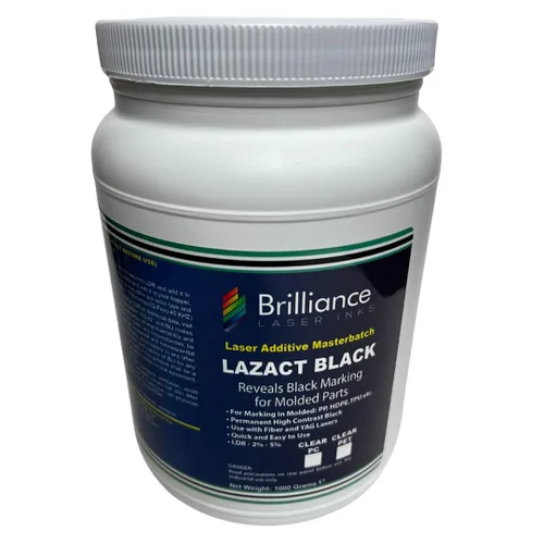Lazact Black - Aditivo activado por láser para piezas de plástico moldeadas, revela marcado permanente negro con láser de fibra, láser YAG, 2.2 lbs,