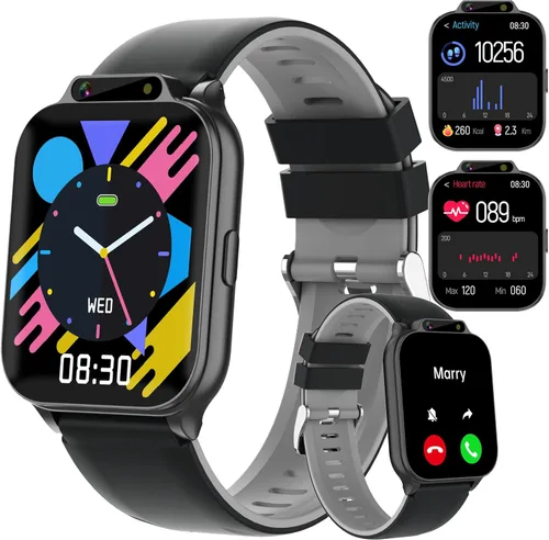 Reloj inteligente para niños de 1.85" con rastreador de fitness y sueño, reloj inteligente para niños resistente al agua IP68, regalos para niños de
