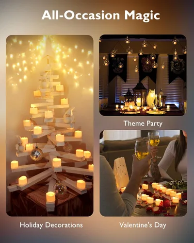 Miniatura 6 de Homemory Velas de té con temporizador que funcionan con pilas, temporizador de 6 horas integrado, encendido automático diario, velas votivas LED sin