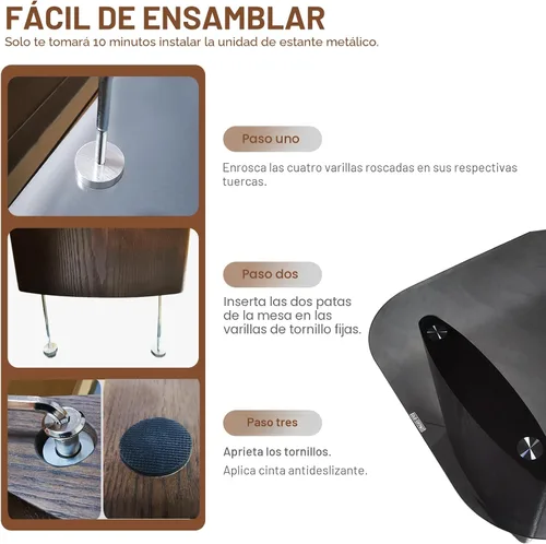 Miniatura 6 de Mesa de centro moderna de cristal, mesa de centro para sala de estar, tapa de vidrio templado con base de madera resistente, mesas de centro Nogal