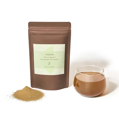 Hojicha Powder - Polvo de té verde tostado japonés | Sabor suave y tostado | Bajo en cafeína | Perfecto para lattes, hornear y postres | Vegano, sin