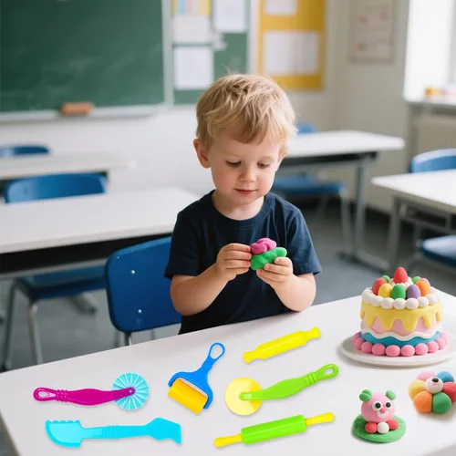 Miniatura 5 de Herramientas de arcilla, juego de herramientas de arcilla y masa para niños, kit de accesorios de masa artesanal con rodillo, espátula de corte