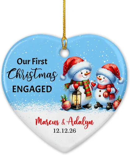 Miniatura 20 de Nuestro adorno de cerámica casado de 2ª Navidad, regalo personalizado de adorno de boda de oso polar, regalo de adorno de boda, Mr Mrs Married