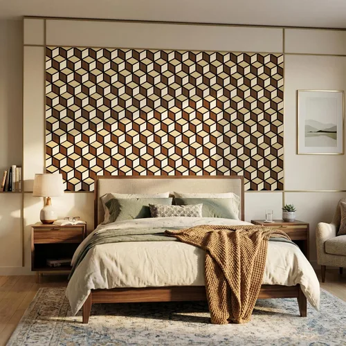 Miniatura 3 de Paquete de 4 paneles de pared acústicos, PVC 3D de 27 x 18 pulgadas, paneles de pared de madera insonorizados para decoración de pared