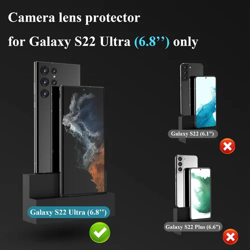 Miniatura 2 de YWXYW - Protector de lente de cámara para Samsung Galaxy S22 Ultra, vidrio templado de aleación de aluminio, marco de instalación con protector