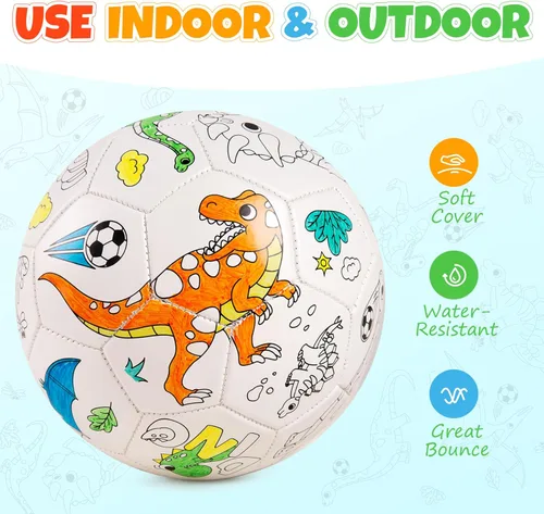 Miniatura 3 de Pinte su propio balón de fútbol con marcadores, kits de manualidades para niños pequeños, regalos de fútbol para niños y niñas, tamaño 3, juguetes
