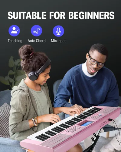 Miniatura 4 de Teclado de piano Donner 61 teclas, kit de teclado eléctrico con 249 voces, 249 ritmos - Incluye atril de piano, taburete, micrófono, regalo para Rosa