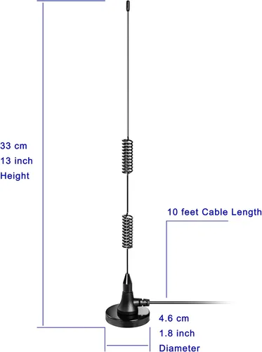 Miniatura 4 de Bingfu Doble banda VHF UHF 136-174MHz 400-470MHz Handheld Two Way Ham Radio Antena de base magnética SMA Antena macho para Walkie Talkie Icom Yaesu