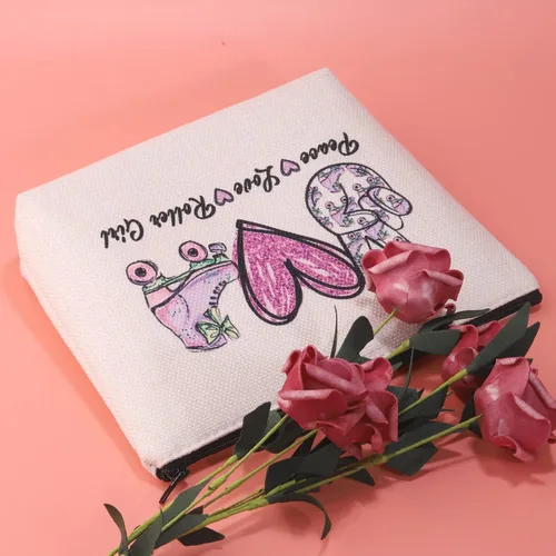 Miniatura 6 de JXGZSO Bolsa de maquillaje para patinaje sobre ruedas, bolsa de rodillo de amor de paz, bolsa de patinaje para fanáticos del equipo, regalo