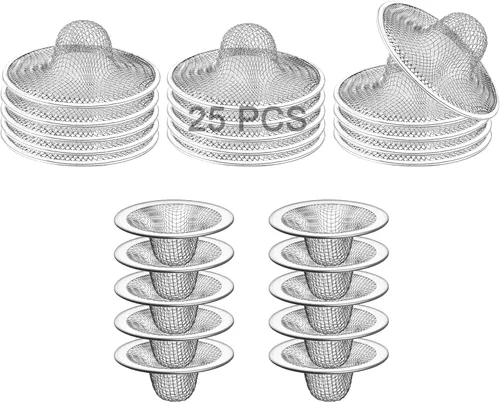 Miniatura 9 de 20 trampas de filtro de cesta de acero inoxidable, 2.75 pulgadas y 4.41 pulgadas, malla de drenaje para fregadero de baño, cubierta de drenaje