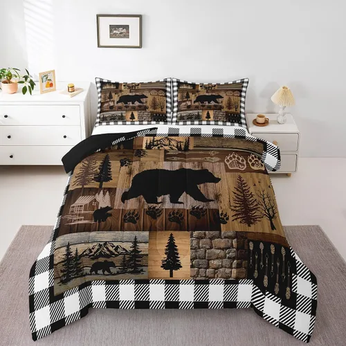Miniatura 18 de Feelyou juego de ropa de cama con diseño de ciervo para niños y niñas, tamaño twin, con huella de pata de ciervo, juego de edredón ultra suave