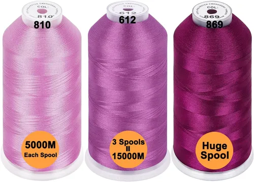 Miniatura 42 de New brothreads - 40 opciones - Varios paquetes de colores surtidos de hilo de poliéster para máquina de bordar, carrete grande de 5000 m para todas