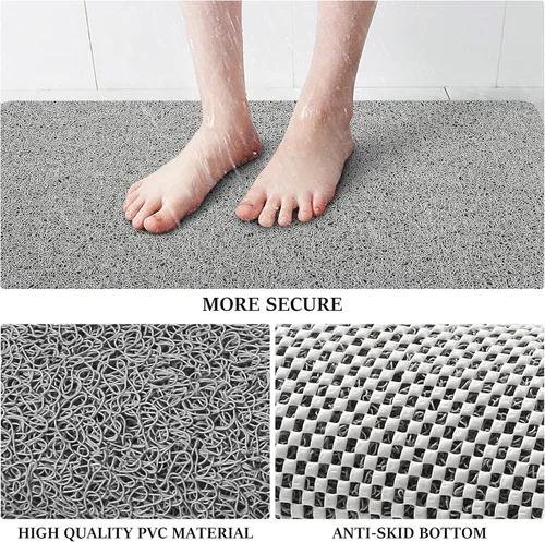 Miniatura 5 de LuxStep - Tapete de ducha, de 24 x 36 pulgadas, tapete de baño antideslizante con drenaje, tapete de baño de cloruro de polivinilo, de secado Gris