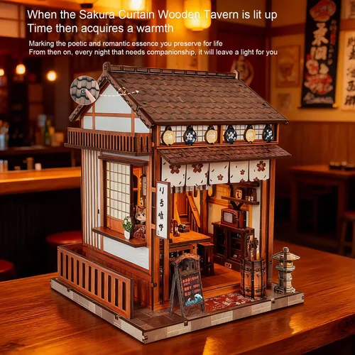 Miniatura 4 de Izakaya - Kits de rincón de libros de bricolaje japonés, rompecabezas de madera 3D para adultos, adolescentes, novia, compañeros de clase y familia
