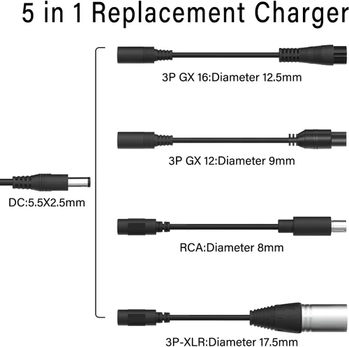 Miniatura 3 de Cargador Scoter de 42 V 2 A, 5 enchufes para batería de litio de 36 V DC 5.5 x 2.1 con conector de 3 clavijas de 0.315 in/0.472 in conector de 3