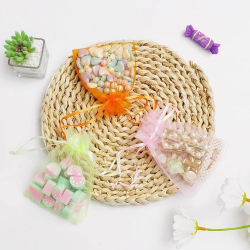 Miniatura 2 de ANZNKU Paquete de 50 bolsas de organza multicolor de 3 x 4 pulgadas, mini bolsas de regalo para regalos de Pascua, día de la madre, bolsa de joyería