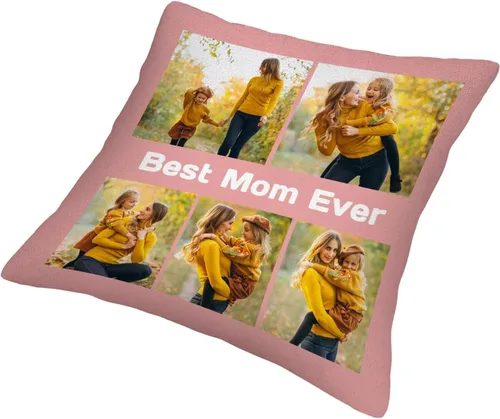 Miniatura 3 de Best Mom Ever Custom Pillowcase – Personalized Photo Collage Throw Pillow Cover, Gift for Family, Couples, Christmas, Valentine's Day, Birthday & 5