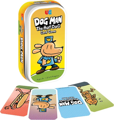 University Games Dog Man Hot Dog - Juego de Cartas en Lata, El Juego de Colección Rápido y Frenético para Niños con Arte de los Libros de Dog Man