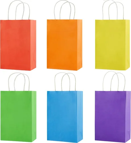 Miniatura 8 de SUNCOLOR Paquete de 24 bolsas de regalo amarillas con asas – Bolsas de 8" para regalos de fiesta, cumpleaños, Pascua y ocasiones especiales Amarillo