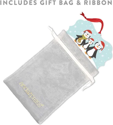 Miniatura 4 de Andaz Press Adorno de recuerdo de Navidad con marco de fantasía para la familia española, metal, feliz Navidad 2025, familia de pingüinos de Merry