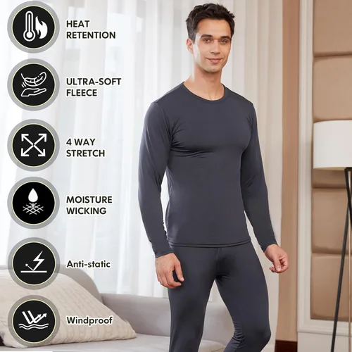 Miniatura 3 de CL convallaria Paquete de 2 calzoncillos térmicos para hombre, ropa interior larga suave y cálida, capa base para clima frío