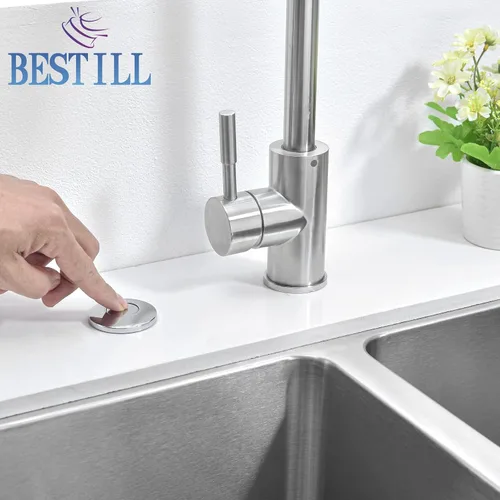 Miniatura 7 de BESTILL Kit de interruptor de aire de eliminación de basura, listado UL, botón de encendido/apagado de la parte superior del fregadero de metal