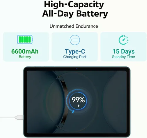 Miniatura 5 de Tablet de 10.1 pulgadas, tableta Android 15 con funda, 24 GB de RAM + 64 GB de ROM 1 TB expandible, pantalla táctil HD IPS de 1280 x 800, batería