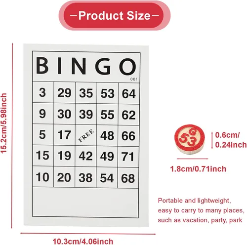 Miniatura 2 de Juego de Bingo Clásico, Juego de Bingo de Madera Incluye 40 Tarjetas de Números de Bingo y 75 Piezas de Ajedrez, Juego de Azar para Niños, Adultos