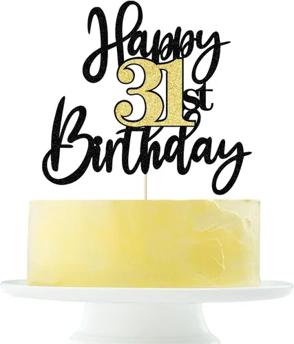 Miniatura 23 de Decoración para tartas de cumpleaños número 11 con purpurina negra y dorada, decoración de pastel de cumpleaños de 11 años y fabuloso cumpleaños