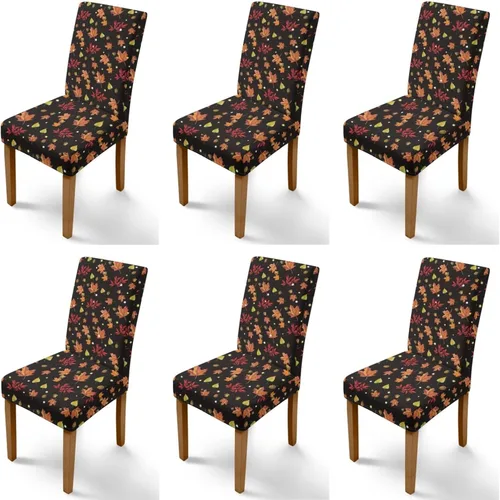 Miniatura 74 de Rnyleeg Thanksgiving Chair Covers for Living Room No Arms Turkey Pumpkin Stretch Dining Chair Covers Set of 6 Soft Washable Kitchen Chair Protector