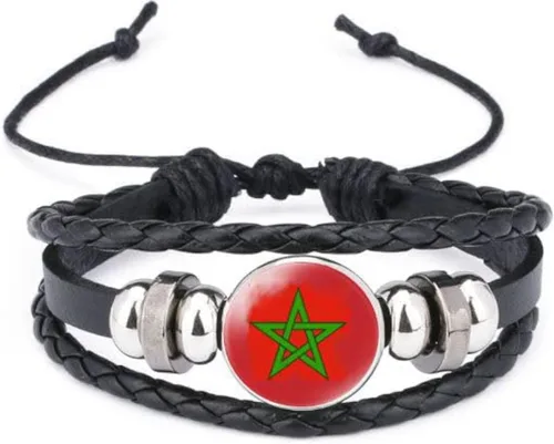 Miniatura 15 de vmcoatdu Mundial Muchas Banderas Nacionales Brazalete Retro de Aleación de Cuero para Pulsera de Cuerda Trenzada de Bandera Nacional