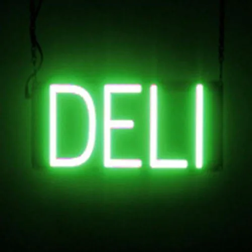 Miniatura 22 de SpellBrite DELI Sign Letrero relacionado con delicatessen con aspecto neón, fuente de luz LED azul 13.4 x 6.3 pulgadas