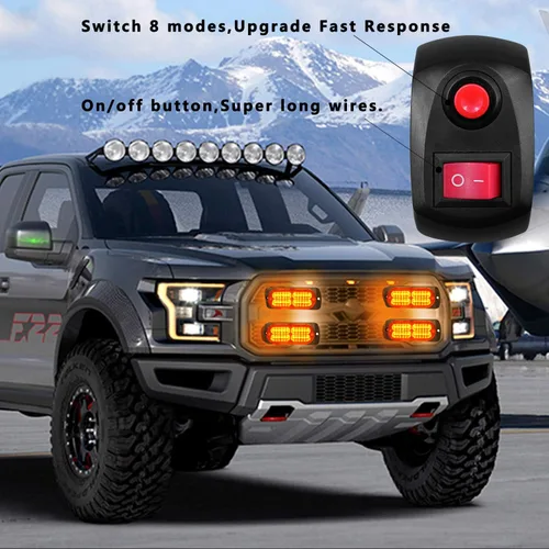 Miniatura 5 de Luces LED de advertencia, 4 piezas, advertencia de emergencia, construcción de peligro, ultra delgada, función de sincronización para automóvil