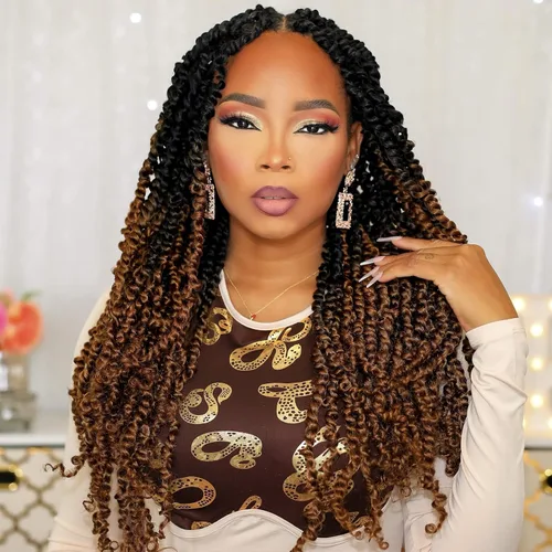 Miniatura 34 de TOYOTRESS Tiana Passion Twist Hair - Cabello Passion Twist de 16 pulgadas, trenzas pretrenzadas de ganchillo negro natural, extensiones de cabello 1b
