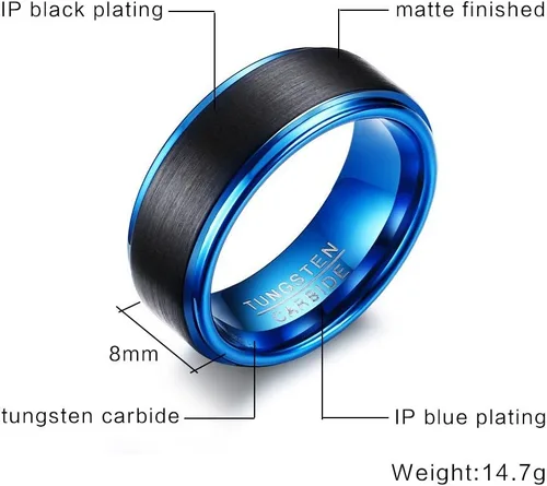 Miniatura 2 de MPRAINBOW Custom Engraving Men's Tungsten Carbide Ring Wedding Engagement Promise Universary Ring for Men,Men's Jewelry Gift