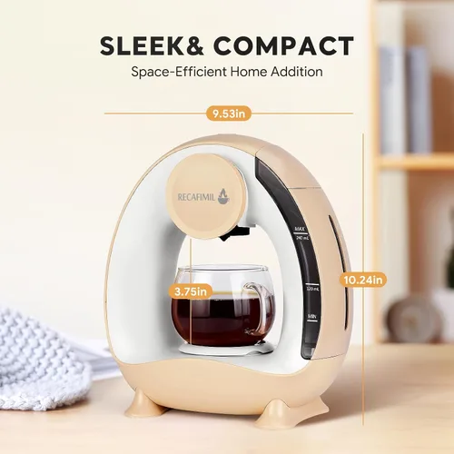 Miniatura 8 de Cafetera de una sola porción para cápsulas K Cup y café molido/té, preparación rápida en 2 minutos, cafetera 2 en 1 con un botón, tamaños de Champán