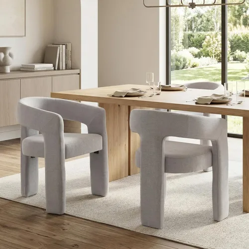 Miniatura 15 de HNY Silla moderna de cocina y comedor de estilo barril, silla de acento tapizada en cuero sintético PU con brazo, silla de lado de 47 cm de ancho
