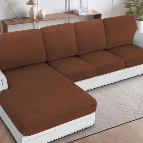 Miniatura 14 de H.VERSAILTEX Fundas para sofá seccional, 4 piezas, fundas de cojín de asiento de sofá en forma de L, fundas de cojín separadas para chaise longue