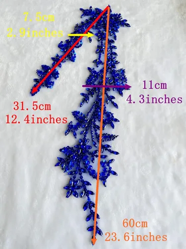 Miniatura 5 de Parches de lentejuelas brillantes de acrílico hechos a mano en encaje, con cuentas y piedras, para coser, accesorios para vestido de novia (negro)
