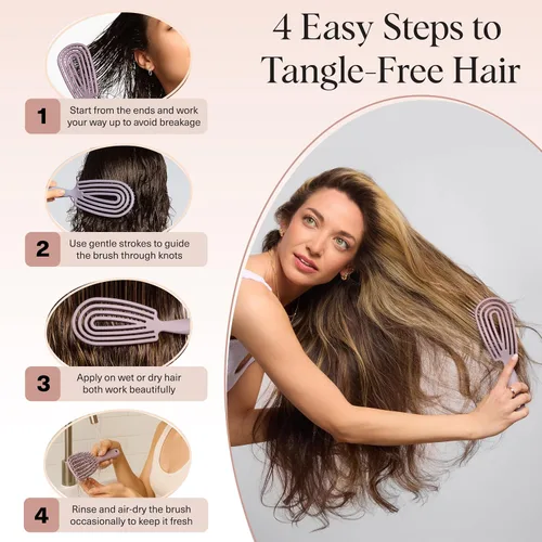 Miniatura 7 de Kitsch Cepillo desenredante para cabello Flexi Flow para mujeres, hombres y niños Cepillos desenredantes para cabello rizado con marco flexible