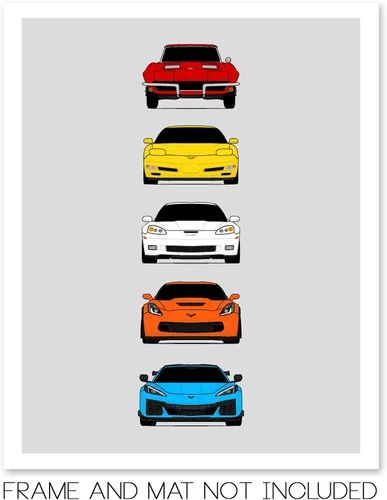 Miniatura 2 de Custom Car Posters Póster hecho a mano compatible con Chevy Corvette Z06 Generations e impresión de Chevrolet Corvette C2 C5 C6 C7 C8 Z15 Multi
