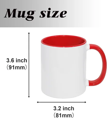 Miniatura 2 de MR.R Tazas de café en blanco de sublimación de 11 onzas, taza blanca con taza de color rojo interior y asa, juego de 2
