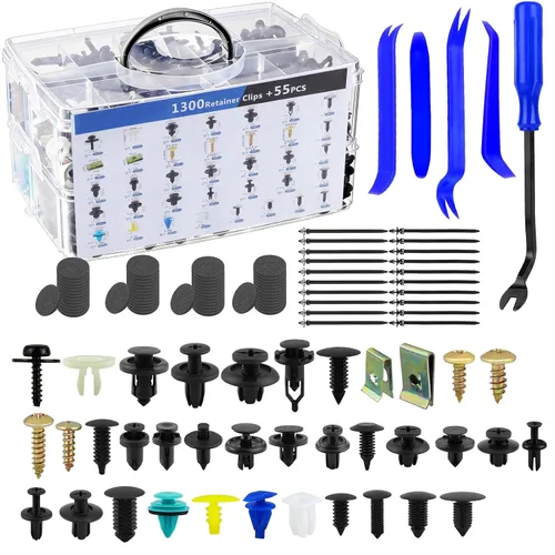 Miniatura 8 de Kit de clips y sujetadores de retención para automóvil – 32 tamaños universales de parachoques de nailon, remaches para guardabarros, clips