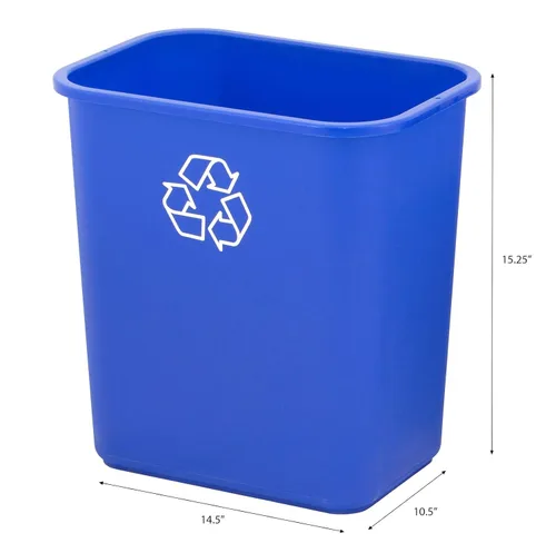 Miniatura 2 de United Solutions Papelera de reciclaje de 7 galones / 28 cuartos de galón, se adapta debajo del escritorio y espacios pequeños y estrechos en Azul