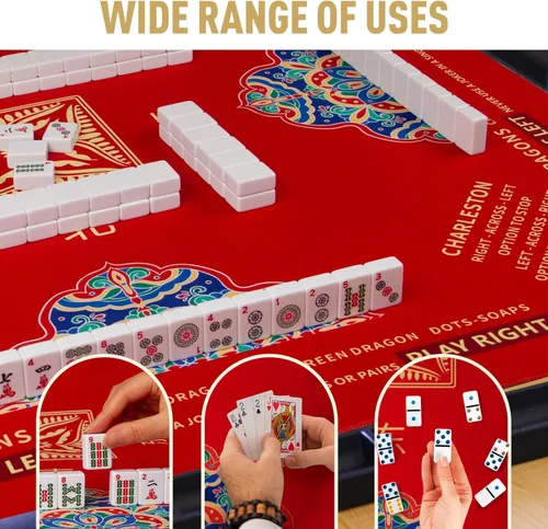 Miniatura 3 de Tapete Mahjong, 32.4 x 32.4 pulgadas, reducción de ruido, antideslizante, tapete de Mahjong para mesa, tapete de mesa Mahjong para póquer, tarjetas