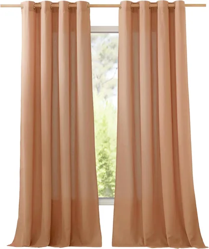 Miniatura 210 de NICETOWN Cortinas de lino natural con textura de lino para dormitorio, mezcla de lino rústica con ojales en la parte superior, semitransparentes