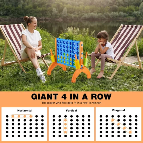 Miniatura 2 de Ayeboovi - Juego gigante de 4 en fila, juego de patio Jumbo de 4 a puntuación para niños y adultos, juego de conexión familiar para fiestas