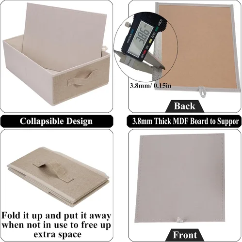 Miniatura 3 de Cajas de almacenamiento decorativas para organizar la ropa en un aparador, juego organizador de tela plegable con asas para ropa de cama, ropa