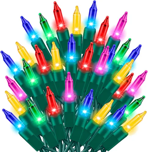 Miniatura 18 de Ultra-brillantes luces de Navidad rosa mini de 100L 19.6 pies, cadena de luces incandescentes UL listadas, se conectan de extremo a extremo, juego