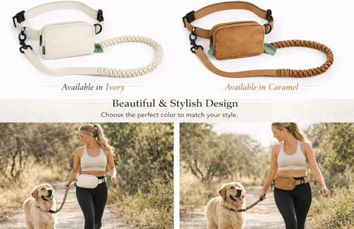 Miniatura 3 de Correa de perro manos libres con bolsa de golosinas para perros, correa de cintura elegante y moderna para pasear al perro, para llevar alrededor